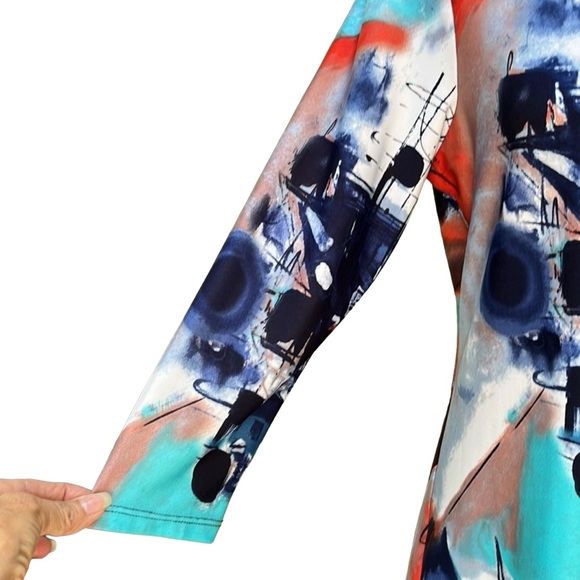 Sophia A Round Neckline Asymmetrical Hemline Tunic Top SzSm - Picture 5 of 11